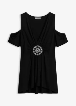 Camiseta de malla con hombros al descubierto Mujer Camisetas|Novedades
