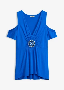 Camiseta de malla con hombros al descubierto Mujer Camisetas|Novedades