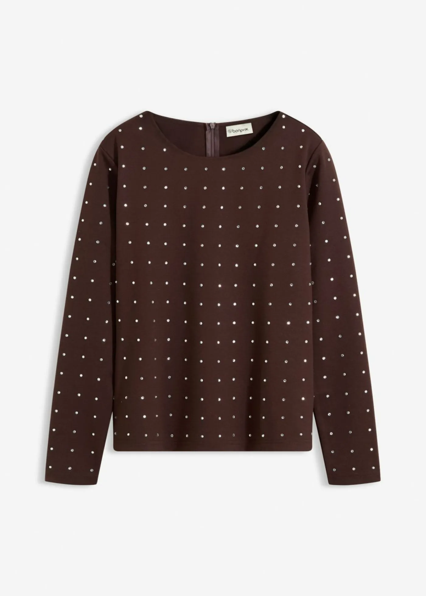 Clearance Camiseta de manga larga con aplicación de piedras brillantes Mujer Camisetas