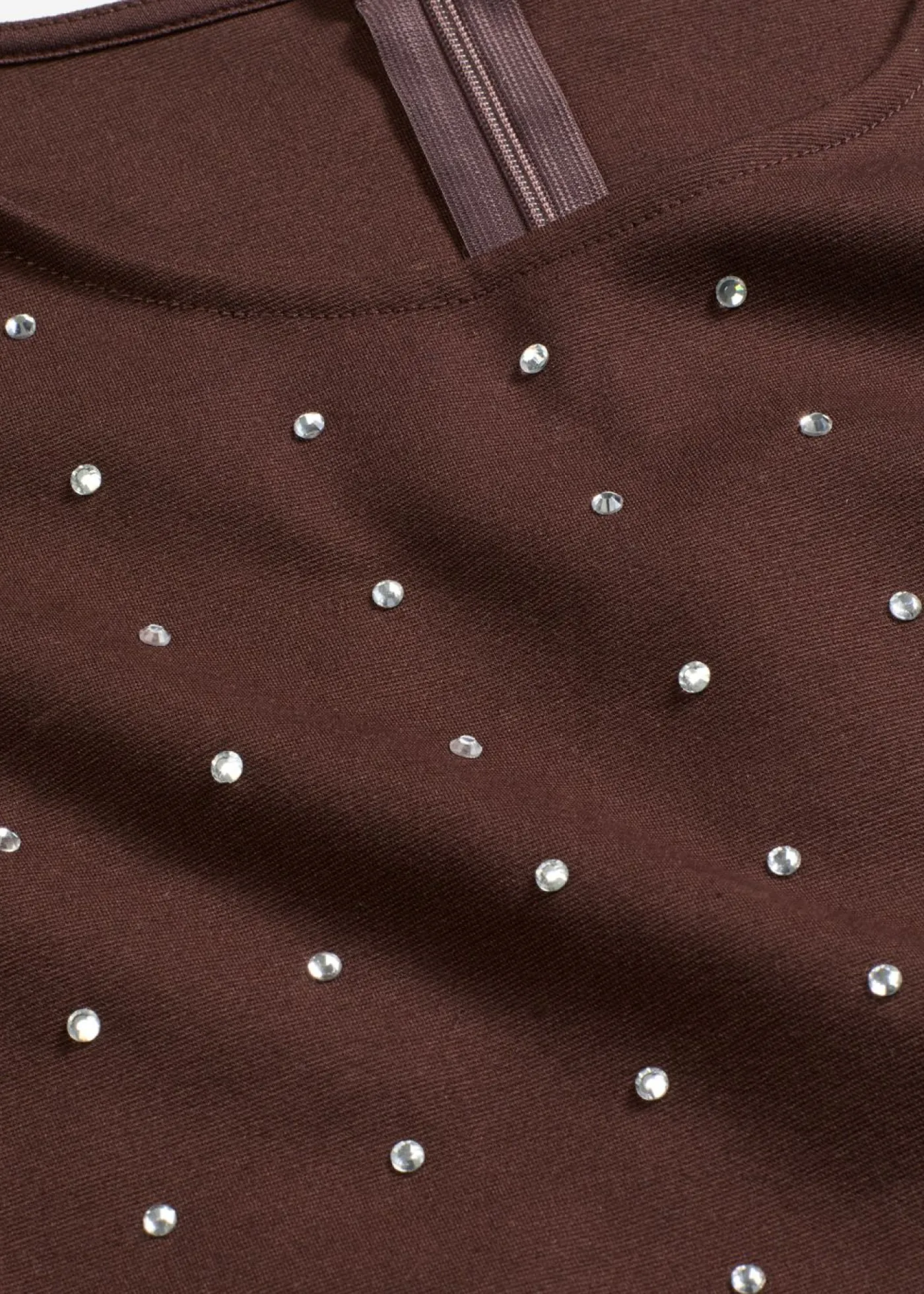 Clearance Camiseta de manga larga con aplicación de piedras brillantes Mujer Camisetas