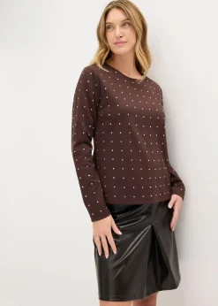 Clearance Camiseta de manga larga con aplicación de piedras brillantes Mujer Camisetas
