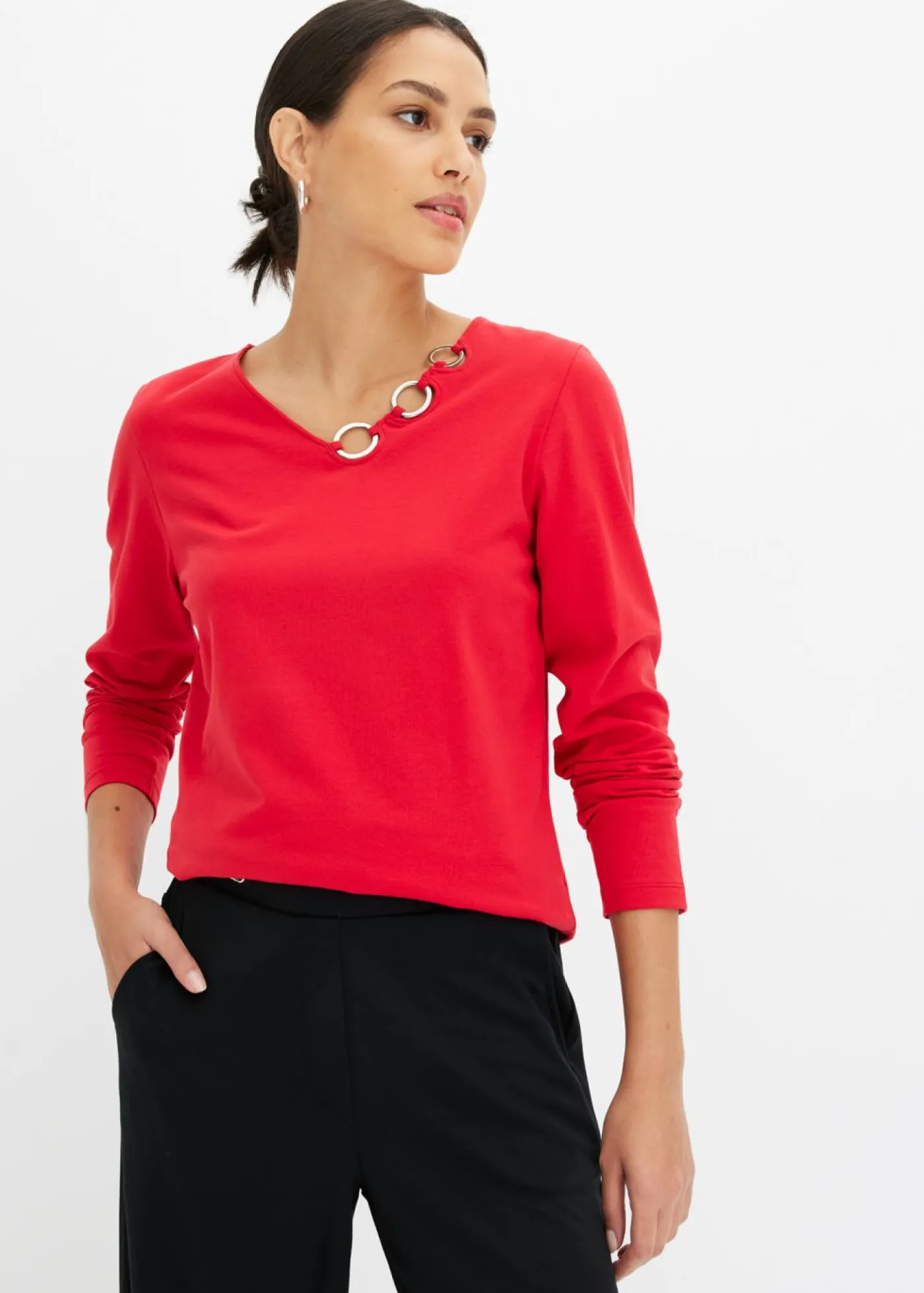 Online Camiseta de manga larga con ojales Mujer Camisetas