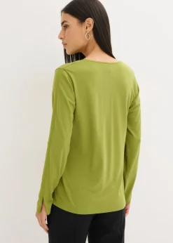 Outlet Camiseta de manga larga con ribete de satén Mujer Camisetas