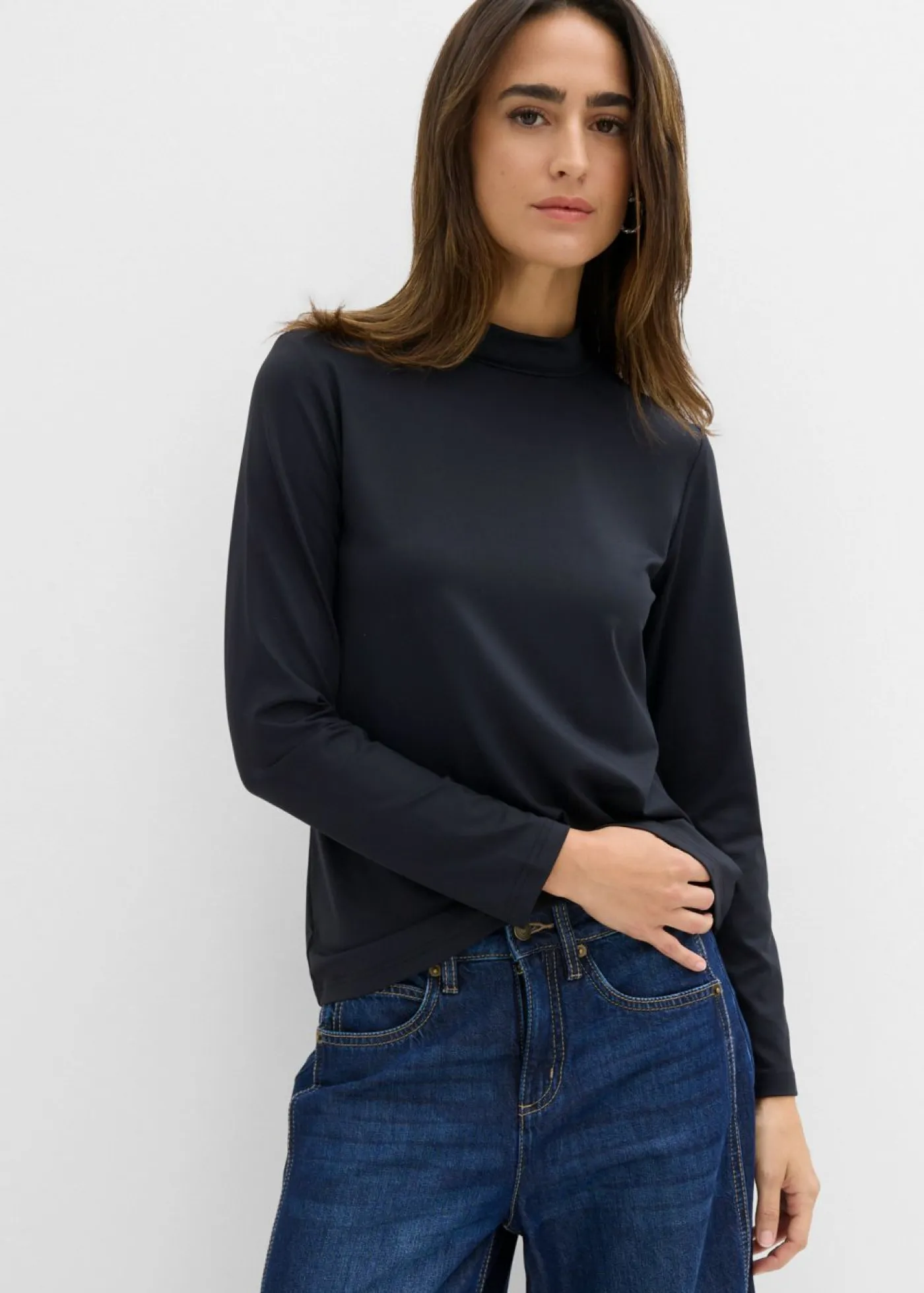 Hot Camiseta de manga larga con cuello alto y poliamida reciclada Mujer Básicos|Camisetas