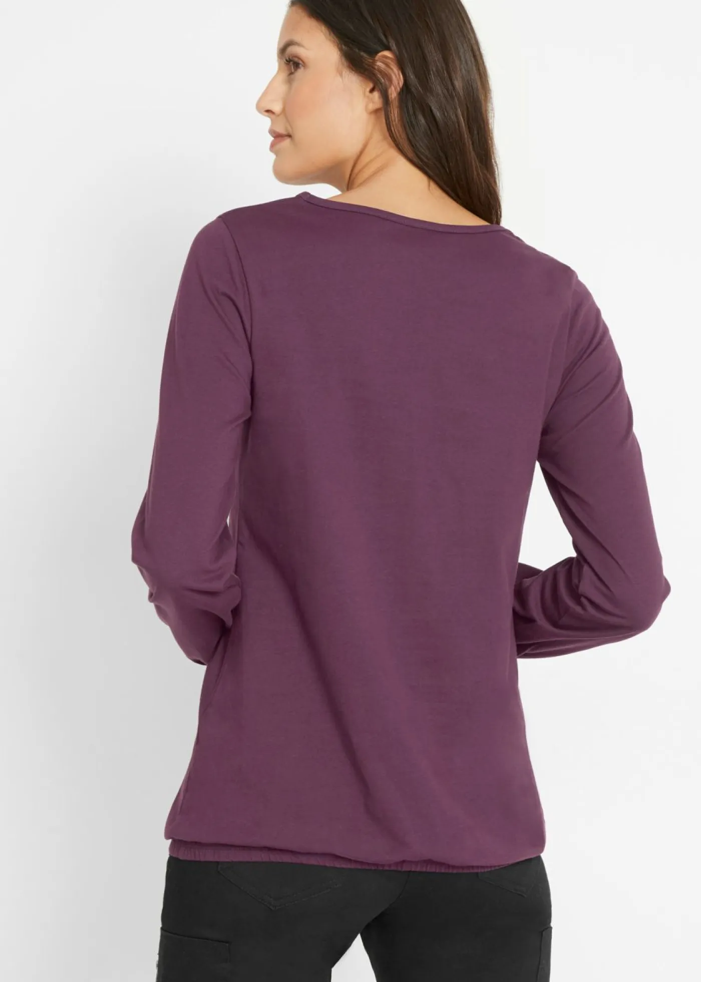 Hot Camiseta de manga larga con elástico de algodón puro Mujer Camisetas