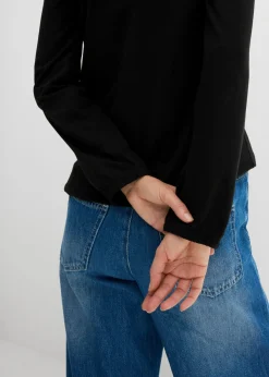 Camiseta de manga larga con elástico de algodón puro Mujer Camisetas