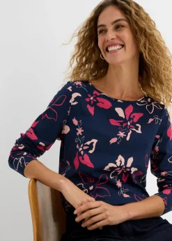 Online Camiseta de manga larga con estampado floral Mujer Camisetas