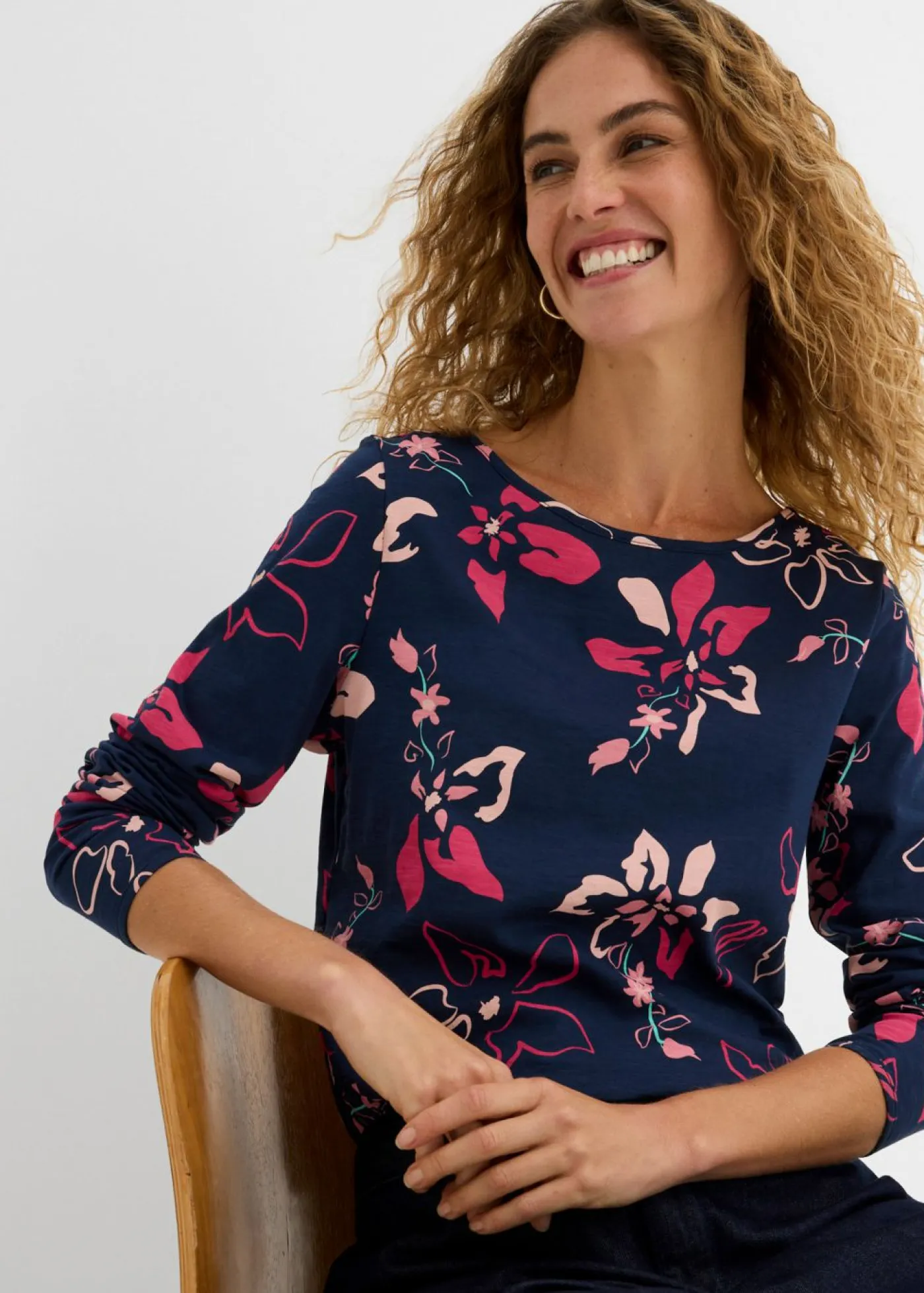 Online Camiseta de manga larga con estampado floral Mujer Camisetas