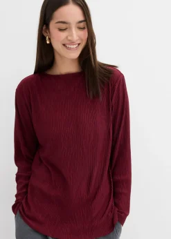 Discount Camiseta de manga larga con efecto estructurado Mujer Esenciales|Camisetas