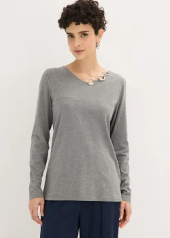Discount Camiseta de manga larga con ojales Mujer Camisetas