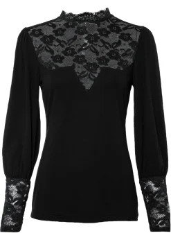 Sale Camiseta de manga larga con encaje Mujer Camisetas