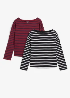 Clearance Camiseta de manga larga de algodón orgánico puro (2 unidades) Mujer Básicos|Camisetas