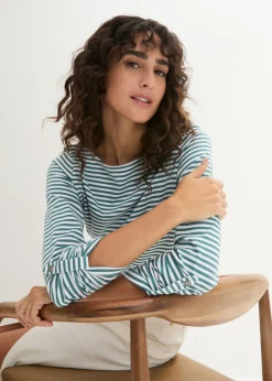 Outlet Camiseta de manga larga de algodón puro Mujer Camisetas|Novedades