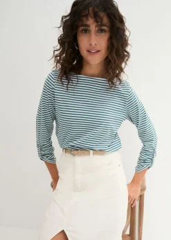 Outlet Camiseta de manga larga de algodón puro Mujer Camisetas|Novedades