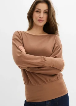 Camiseta de manga larga de suave mezcla de viscosa Mujer Camisetas|Novedades