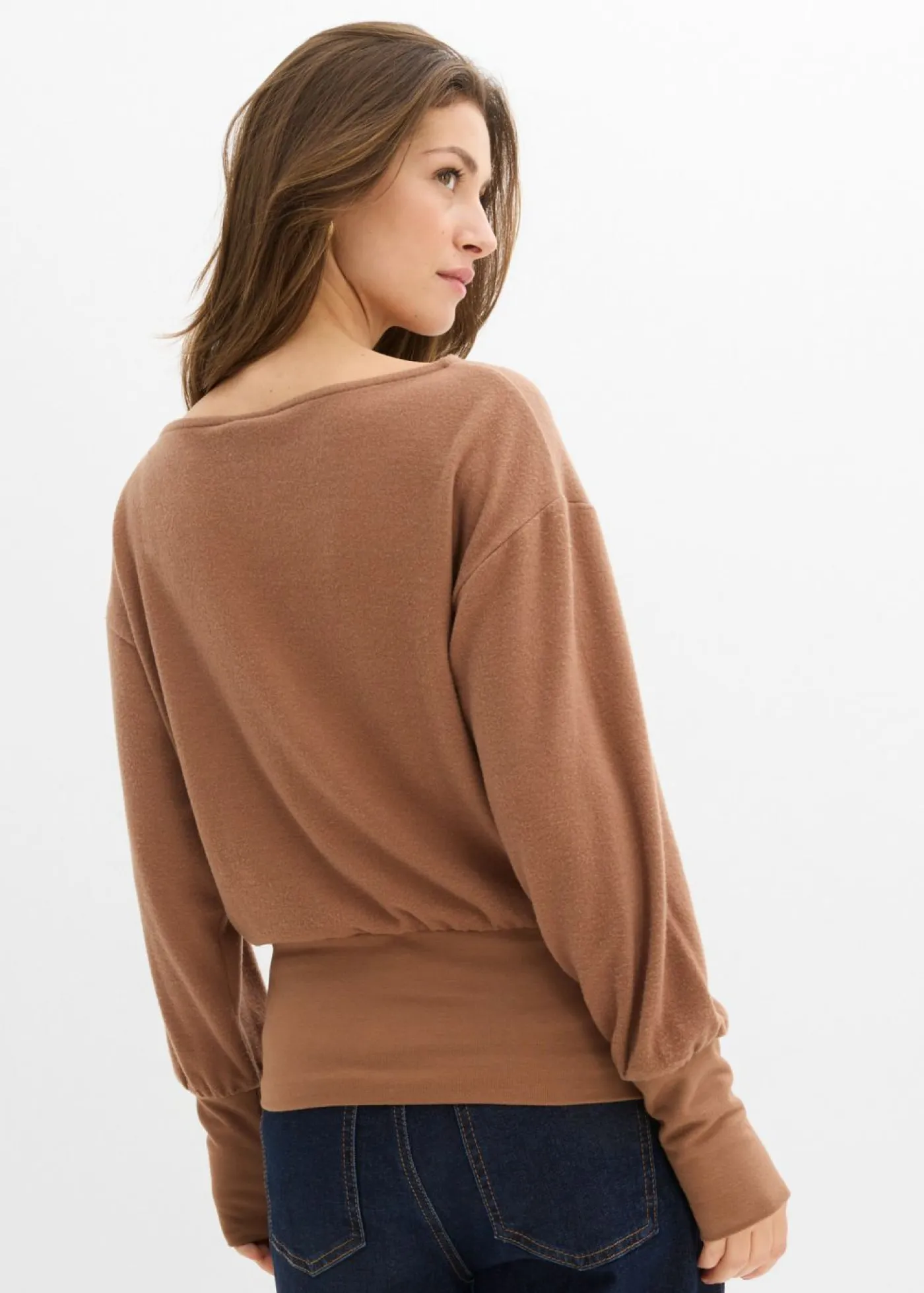 Camiseta de manga larga de suave mezcla de viscosa Mujer Camisetas|Novedades