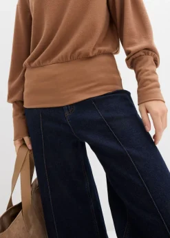 Camiseta de manga larga de suave mezcla de viscosa Mujer Camisetas|Novedades