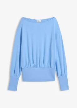 Online Camiseta de manga larga de suave mezcla de viscosa Mujer Camisetas|Novedades