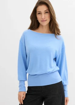 Online Camiseta de manga larga de suave mezcla de viscosa Mujer Camisetas|Novedades