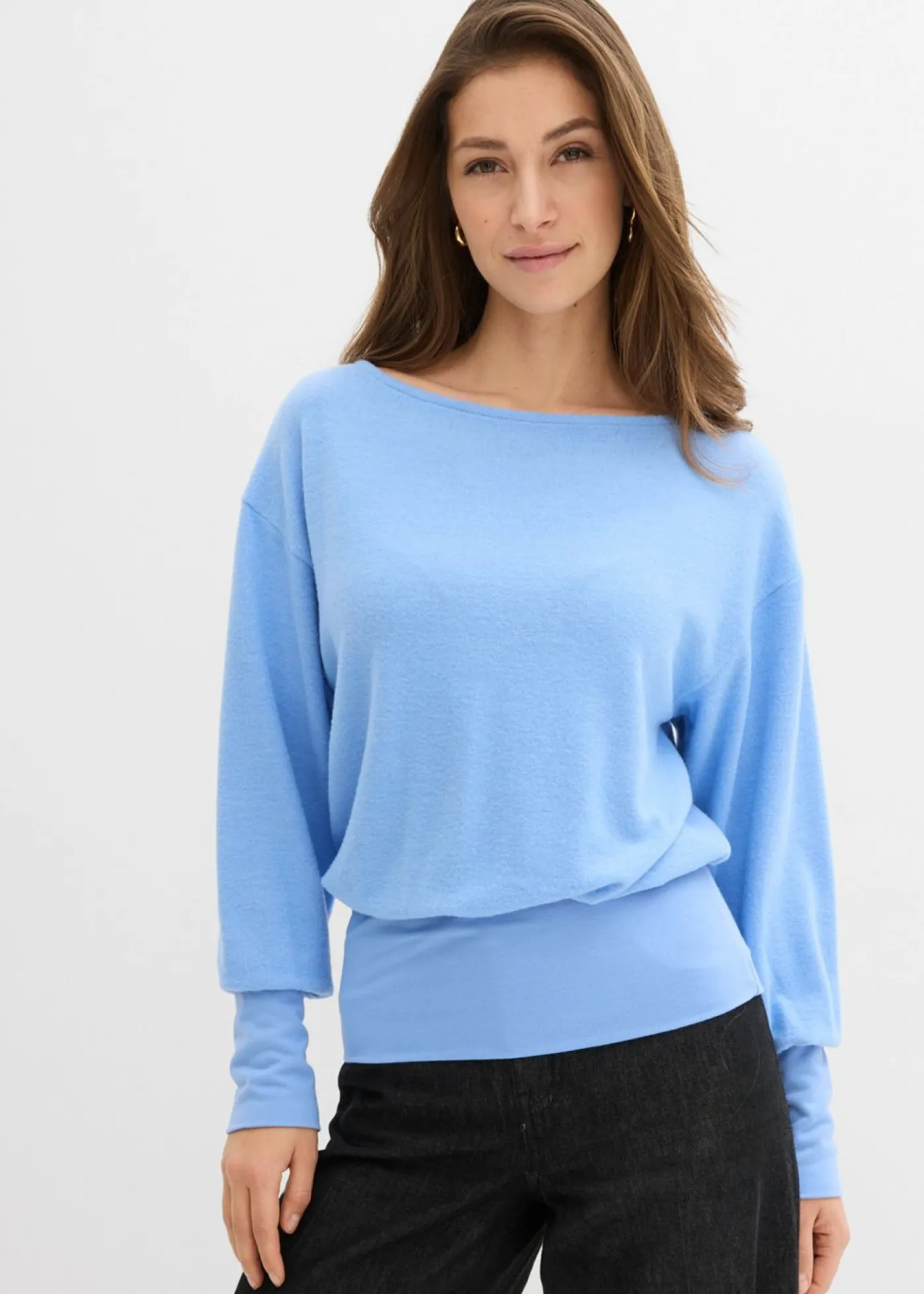 Online Camiseta de manga larga de suave mezcla de viscosa Mujer Camisetas|Novedades