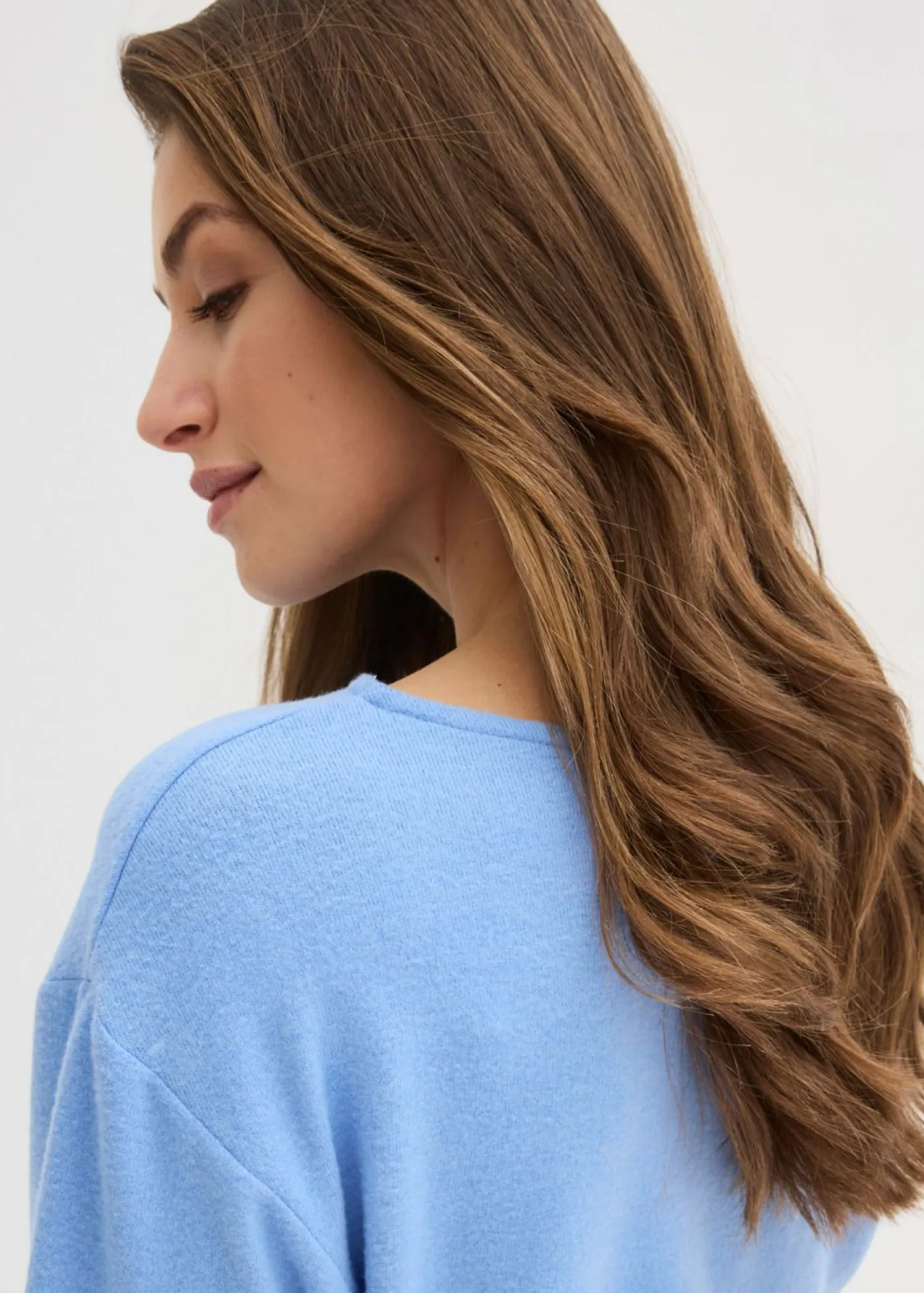 Online Camiseta de manga larga de suave mezcla de viscosa Mujer Camisetas|Novedades
