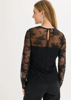 Best Camiseta de manga larga de encaje fino Mujer Camisetas