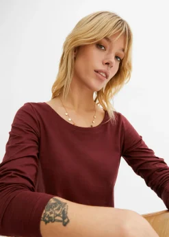 New Camiseta de manga larga de algodón puro Mujer Camisetas