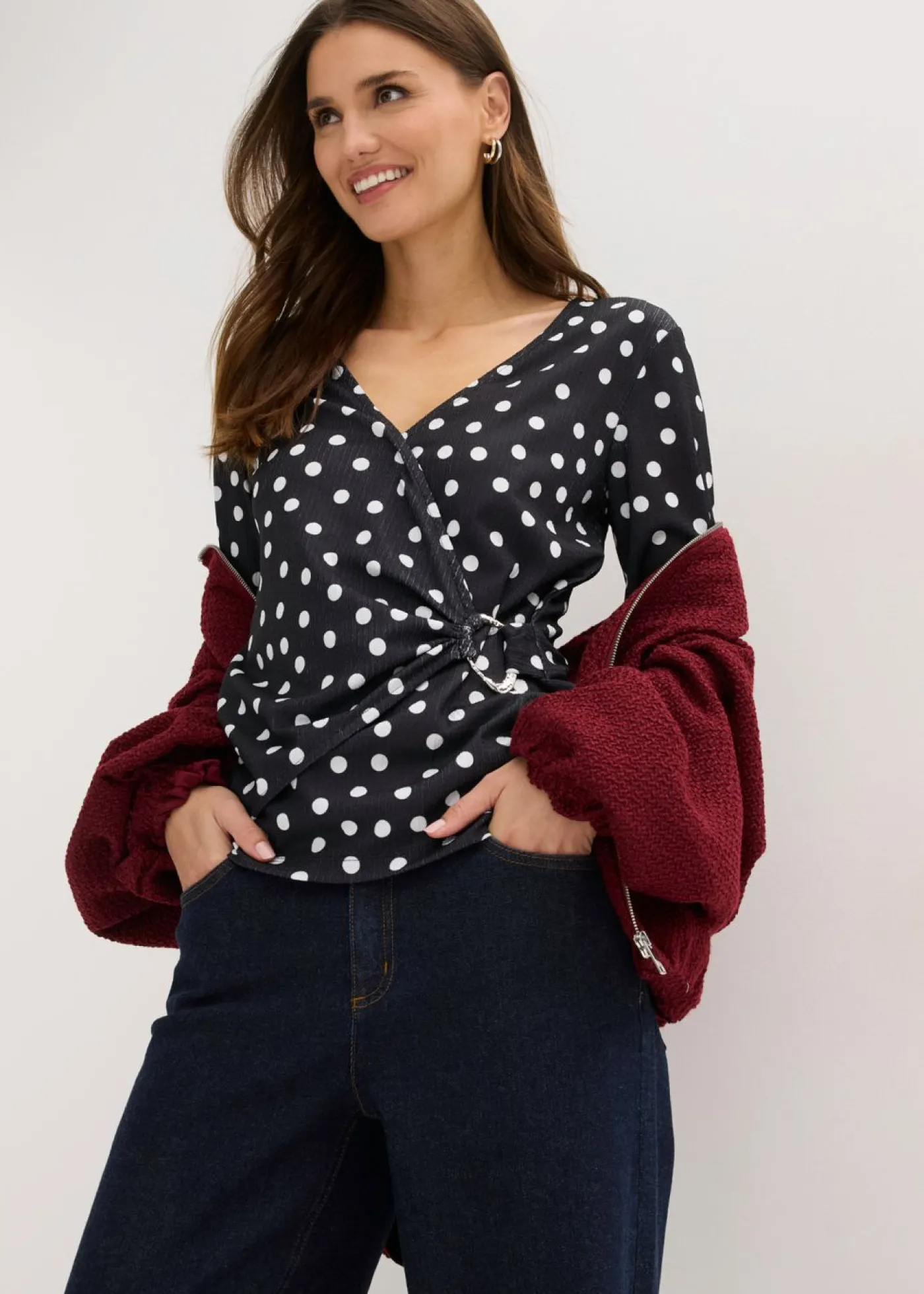 Sale Camiseta de manga larga de punto estructurado Mujer Camisetas