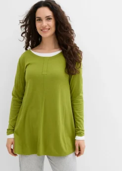 Outlet Camiseta de manga larga de mezcla de viscosa y algodón Mujer Camisetas