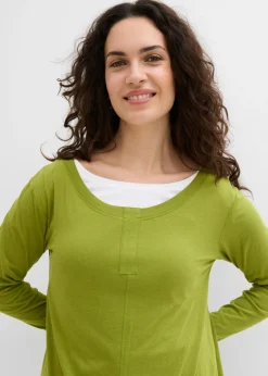Outlet Camiseta de manga larga de mezcla de viscosa y algodón Mujer Camisetas