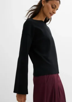 Camiseta de manga larga de canalé Mujer Esenciales|Camisetas