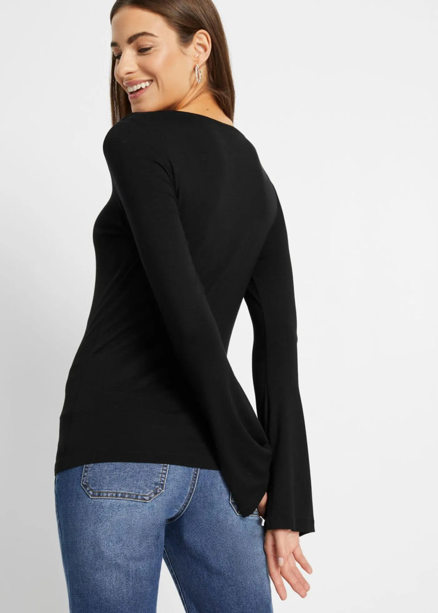 Camiseta de manga larga de mezcla de viscosa Mujer Camisetas