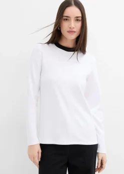 Discount Camiseta de manga larga de mezcla de viscosa con cuello alto Mujer Esenciales|Camisetas