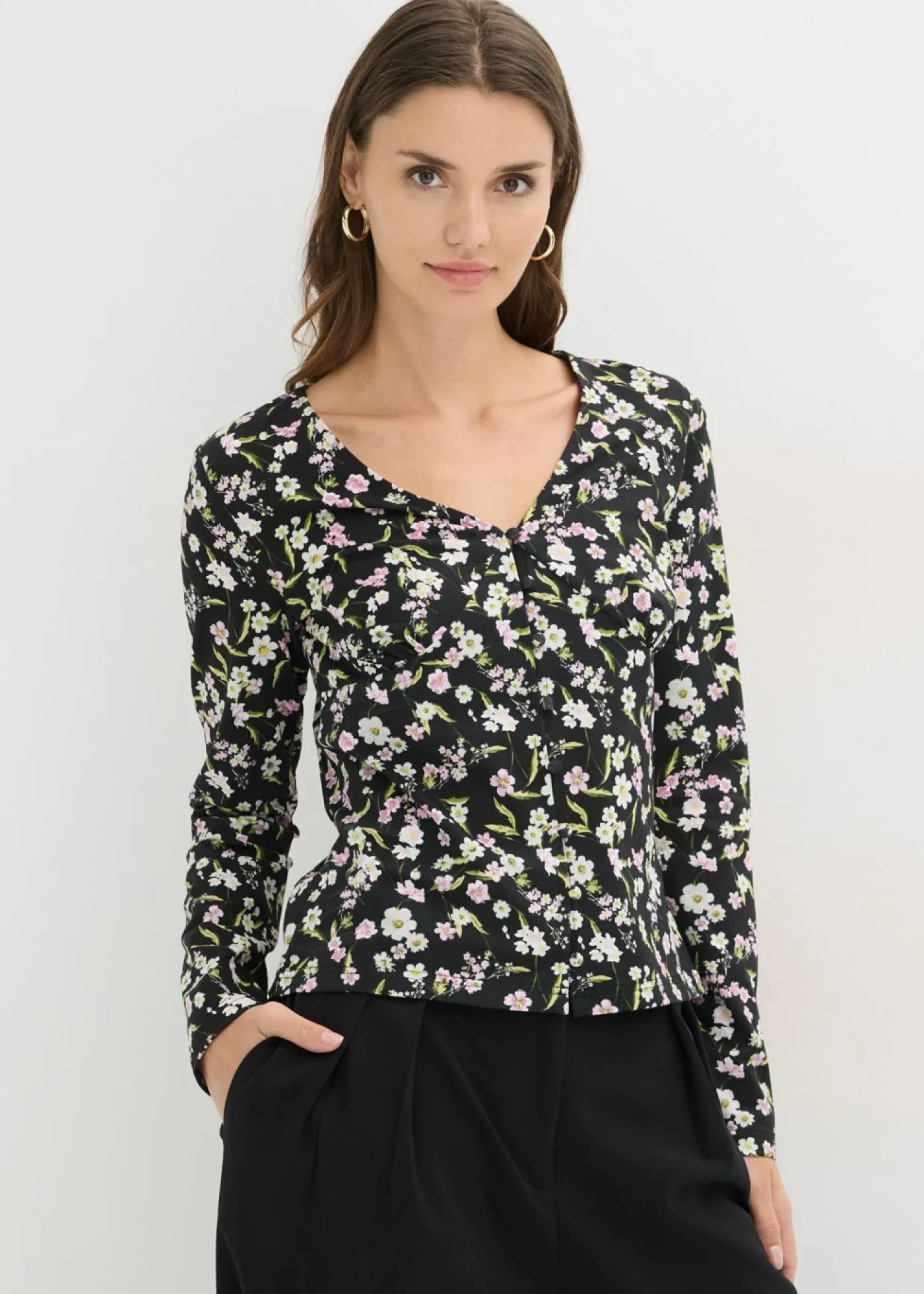 Sale Camiseta de manga larga de mezcla de algodón Mujer Camisetas|Novedades