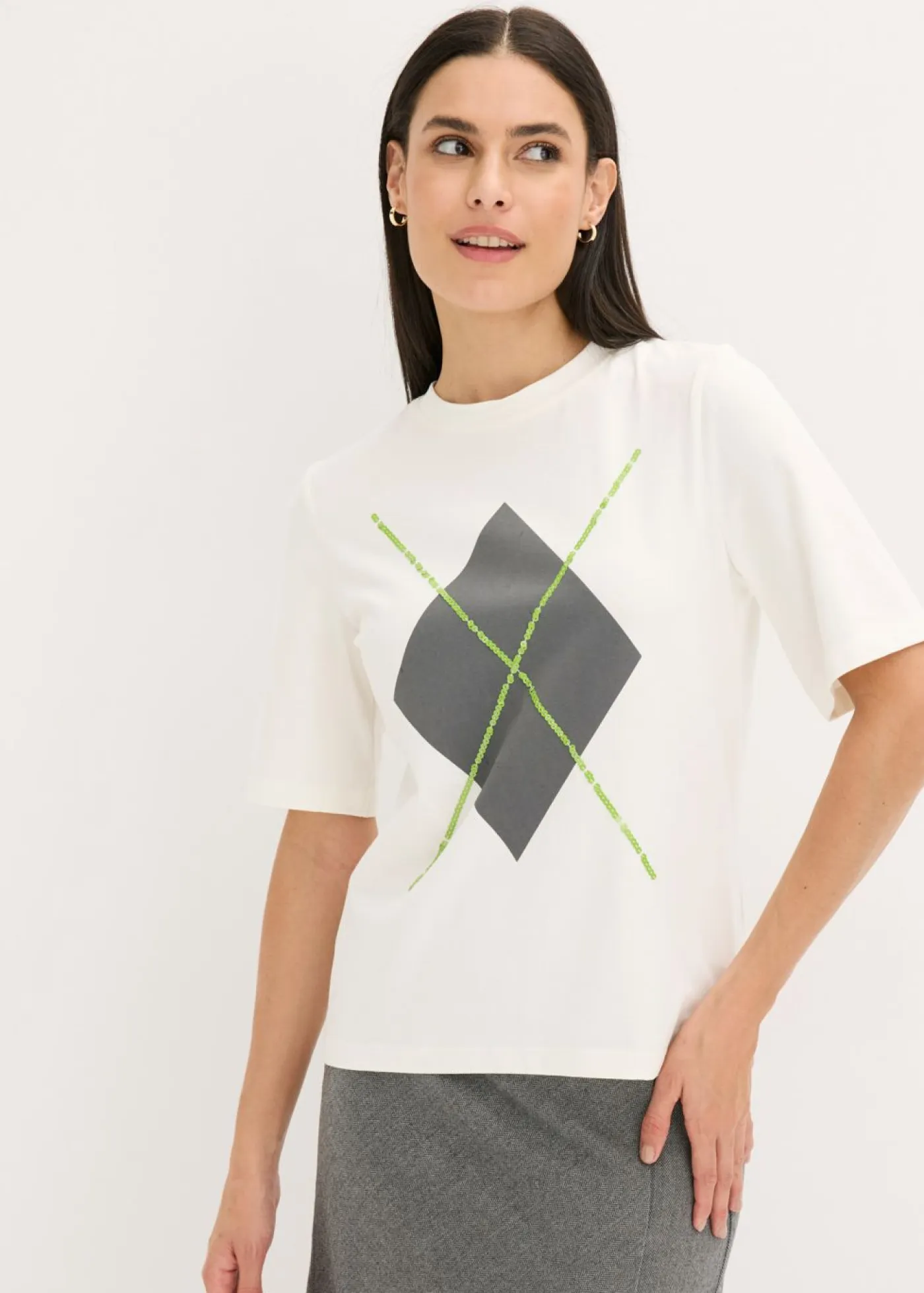 Sale Camiseta de media manga con lentejuelas y estampado Mujer Camisetas