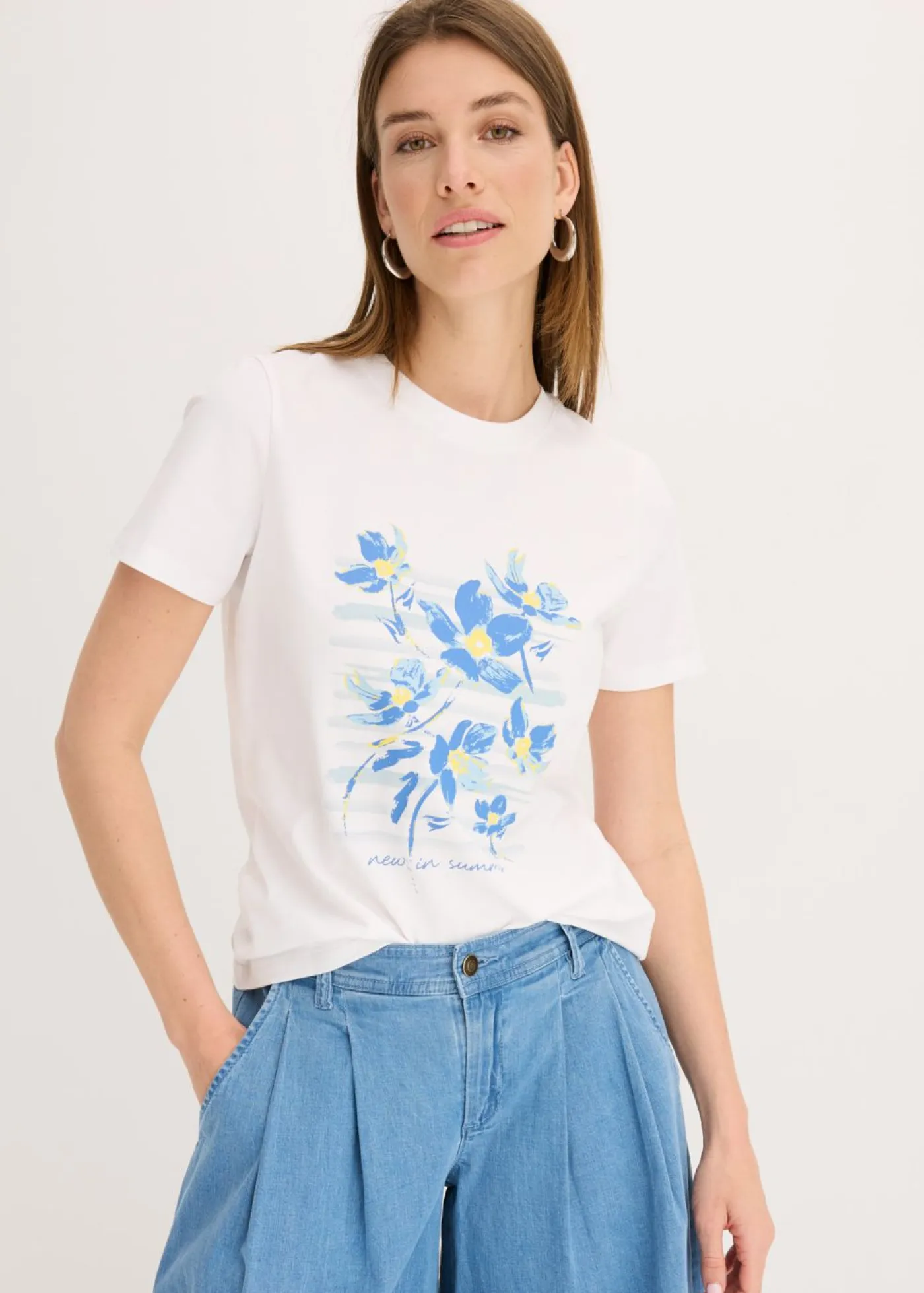 Camiseta de mezcla de algodón elástico Mujer Camisetas