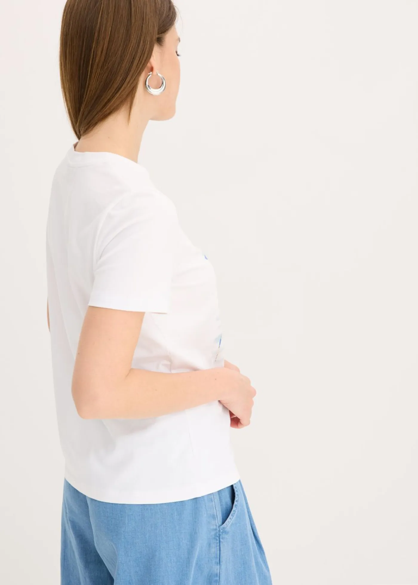 Camiseta de mezcla de algodón elástico Mujer Camisetas