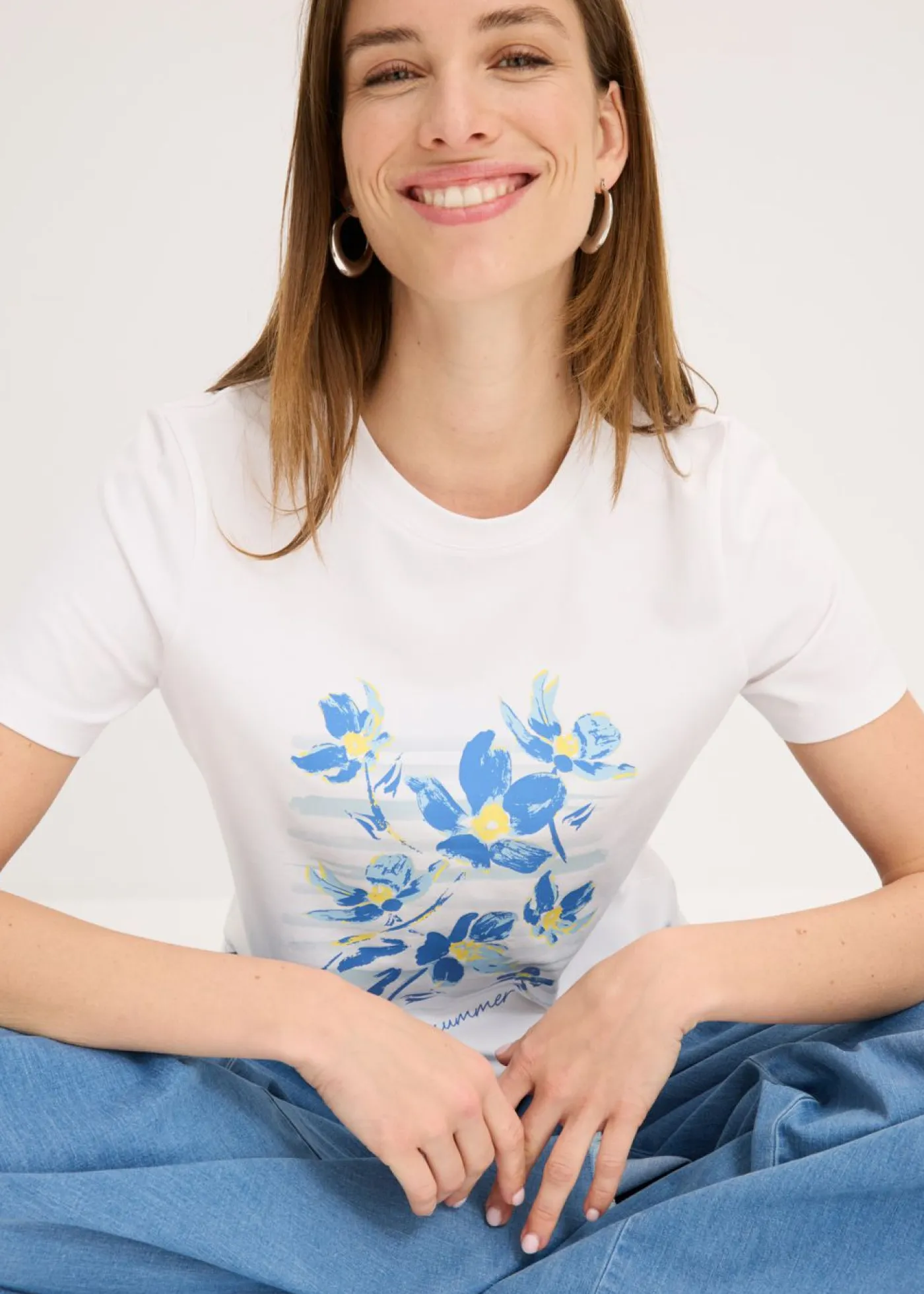 Camiseta de mezcla de algodón elástico Mujer Camisetas