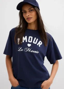 Online Camiseta de mezcla de algodón elástico Mujer Camisetas