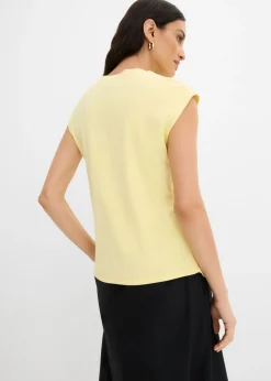 Best Camiseta de mezcla de viscosa con dobladillo asimétrico Mujer Esenciales|Camisetas