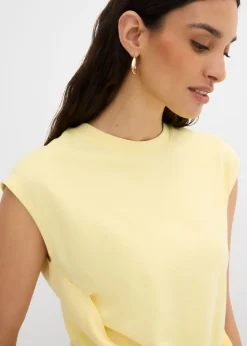 Best Camiseta de mezcla de viscosa con dobladillo asimétrico Mujer Esenciales|Camisetas