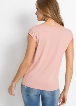 Camiseta de mezcla de viscosa con escote en cascada Mujer Camisetas