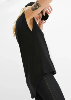 Sale Camiseta de mezcla de viscosa fluida con dobladillo asimétrico Mujer Camisetas
