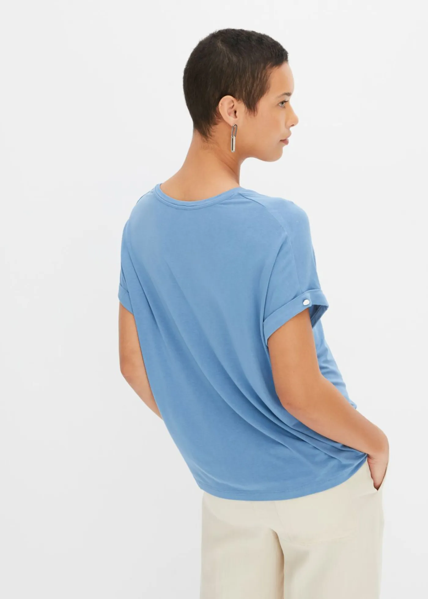 New Camiseta de mezcla de viscosa fluida Mujer Camisetas