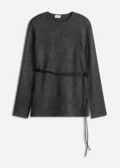 Best Camiseta de punto con contenido de lana y lazo de piel sintética Mujer Camisetas|Ropa De Punto