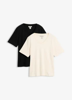 Hot Camiseta de punto grueso de algodón orgánico puro (2 unidades) Mujer Básicos|Camisetas