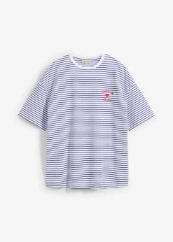 New Camiseta de rayas con bordado Mujer Camisetas