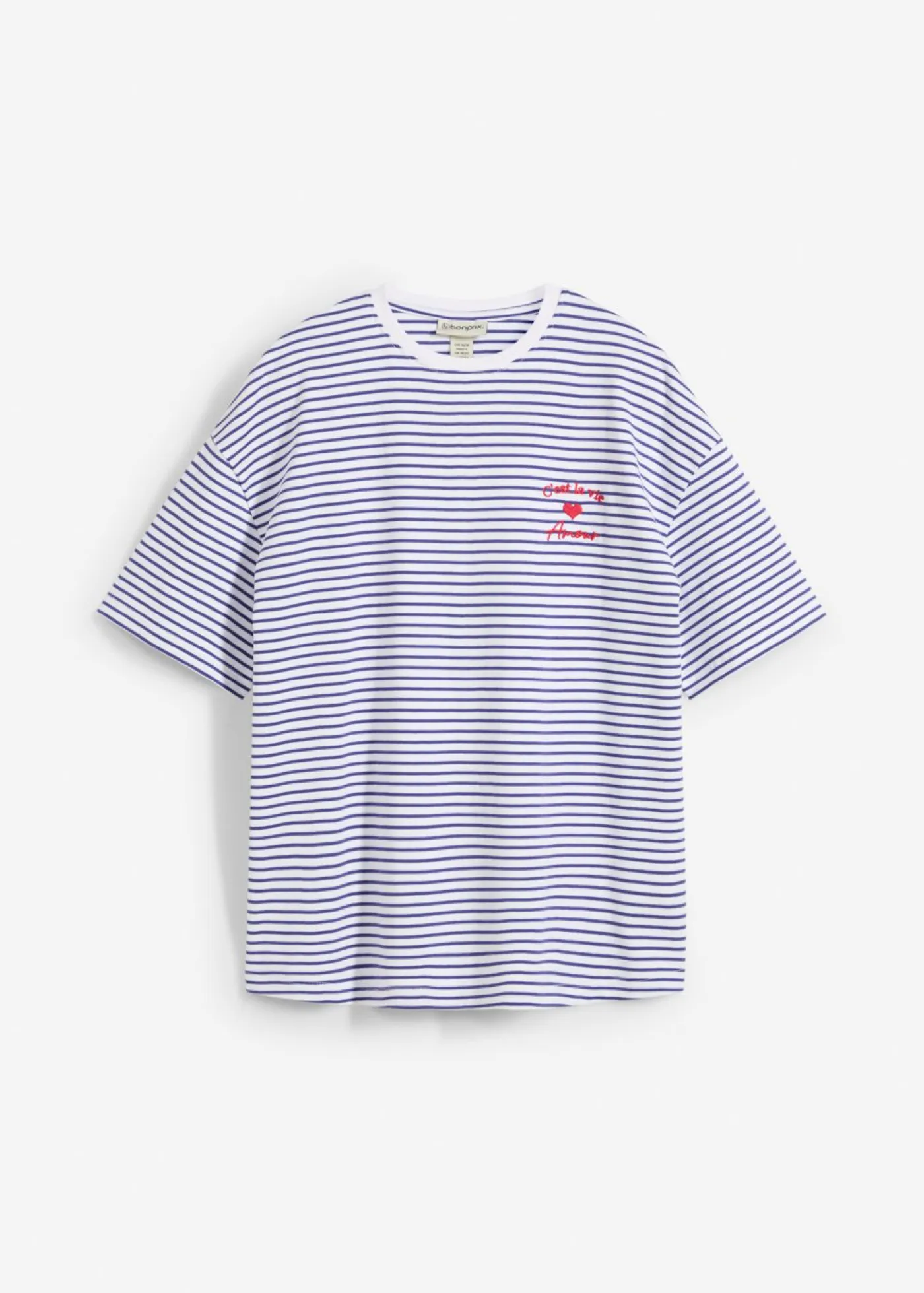 New Camiseta de rayas con bordado Mujer Camisetas