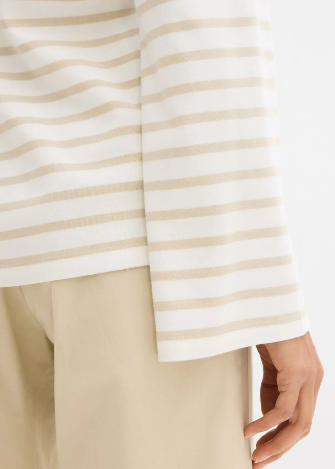 Online Camiseta de rayas de algodón orgánico con manga larga Mujer Esenciales|Camisetas