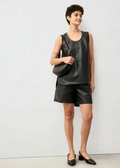 Camiseta de tirantes con parte delantera de napa de cordero Mujer Premium|Camisetas